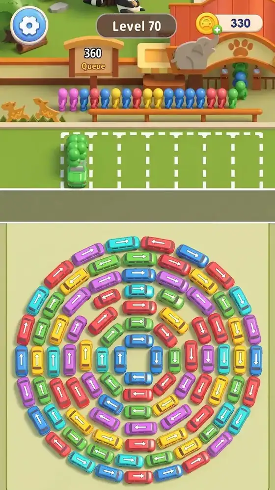 Ecrã de jogo de Car Jam Solver: Jogo do Ônibus