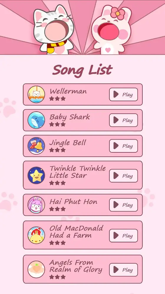 Ecrã de jogo de Duet Friends: Cute Music Games