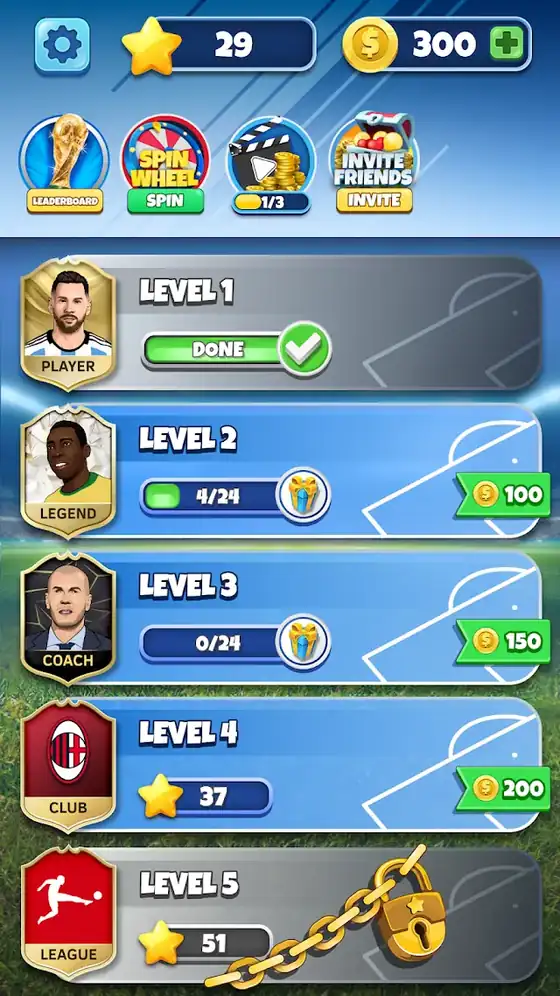 Ecrã de jogo de Football Quiz! Ultimate Trivia