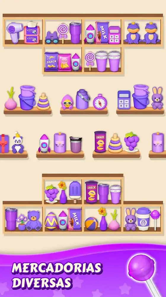 Ecrã de jogo de Goods sorting Jogo de Combinar