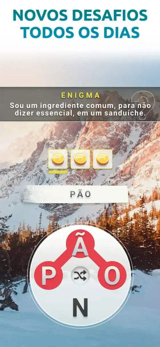 Ecrã de jogo de Jogo de Palavras Cruzadas