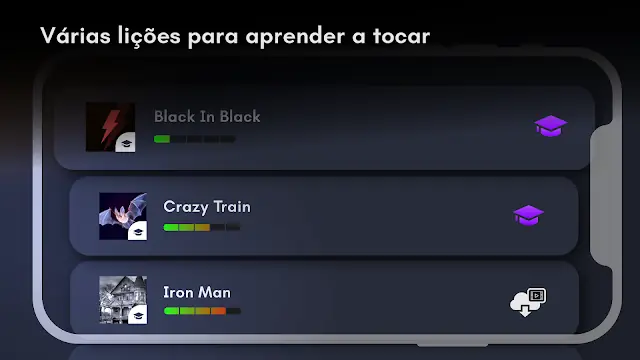 Ecrã de jogo de Real Bass: toque contrabaixo