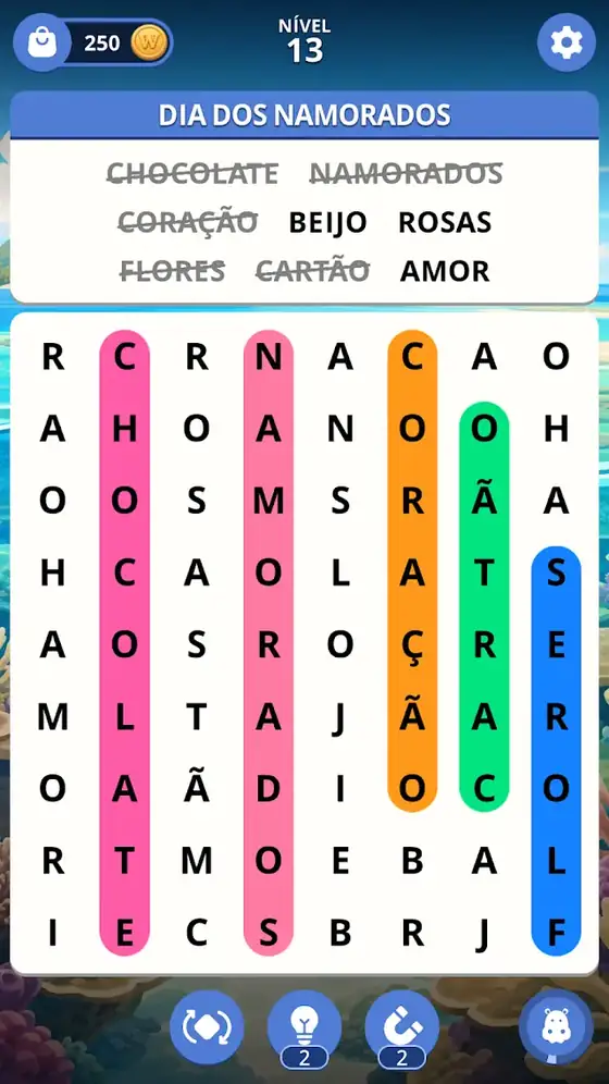 Ecrã de jogo de Words of Wonders: Search